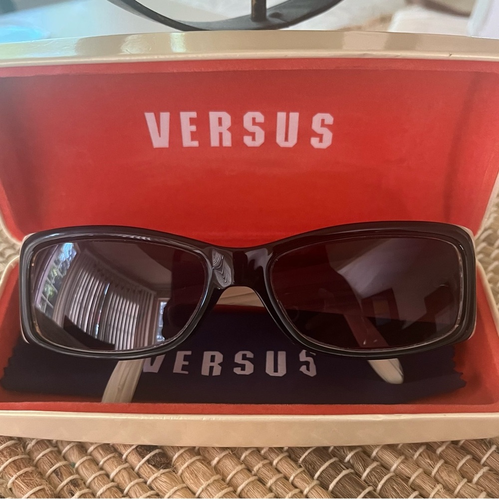 Versus By Versace Black Sunglasses with cream  Accents, -1